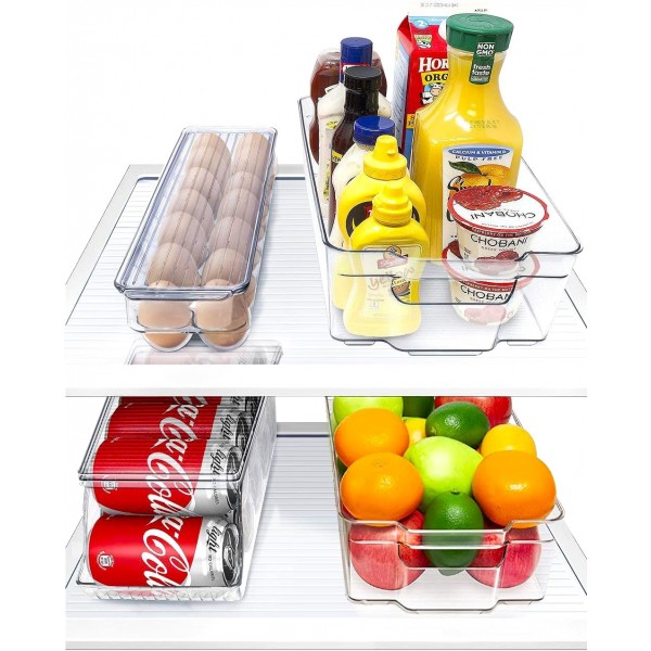 Clear Fridge Organizer Bins - For Home Essentials, Food, Toiletries