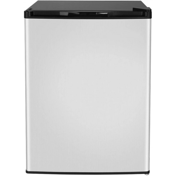 2.1 cu ft Freezer,Stainless Steel Panel Deep Freezer Single Door Upright Freezer,Small Freezer for Home Kitchen Office (Silver black, (17.5 x 21.5 x 25)