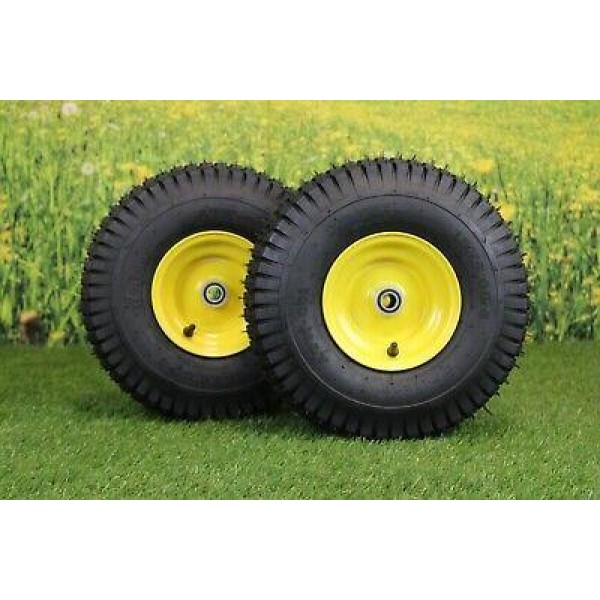 (Set of 2) 15x6.00-6 Tires & Wheels 4 Ply for Lawn & Garden Mower Turf Tires